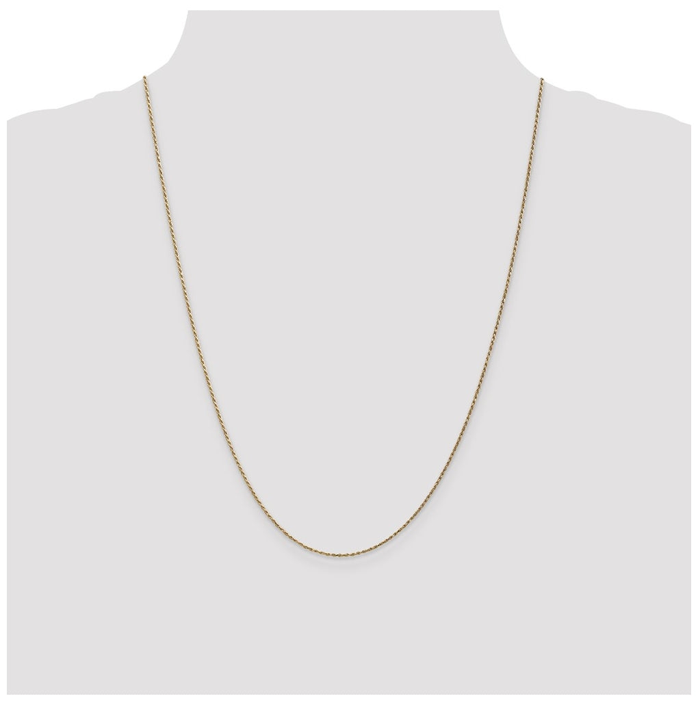14K Yellow Gold 1.15mm Diamond Cut Machine-made Rope Chain – Elegant Jewelry Gift for Birthday, Anniversary, Engagement, Wedding