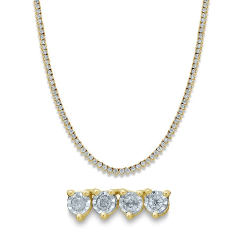 10K Yellow Gold 2.31-2.45 Cttw Diamond Necklace "24Inch"
