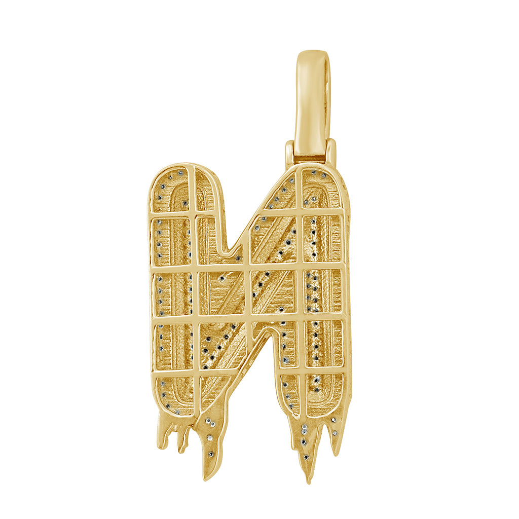 10K Yellow Gold 0.37-0.52 Cttw Diamond Drip bubble Initial "N" Charm