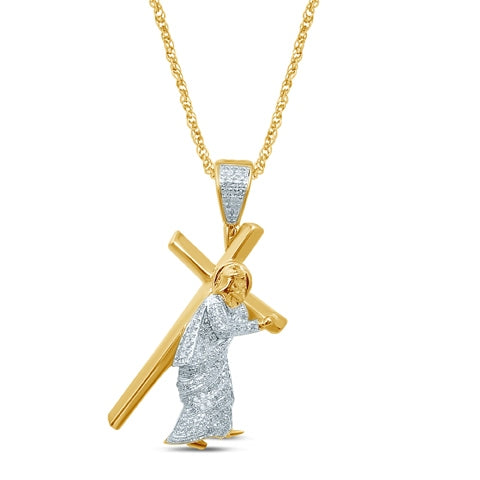 10K Yellow Gold 0.25-0.27 Cttw Diamond Cross