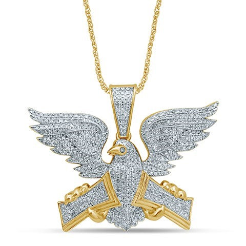 10K Yellow Gold 0.74-0.78 Cttw Diamond Eagle Charm