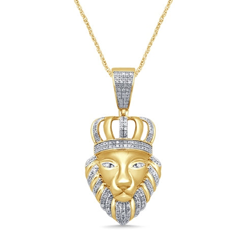 10K Yellow Gold 0.39-0.50 Cttw Diamond "Lion Head" Charm