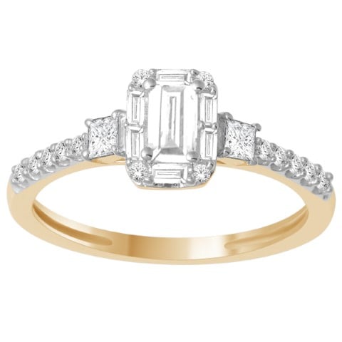 14K Yellow Gold 0.66 Cttw Baguette Diamond Ladies Ring