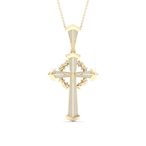 10K Yellow Gold 0.50 Cttw Diamond Cross Pendant