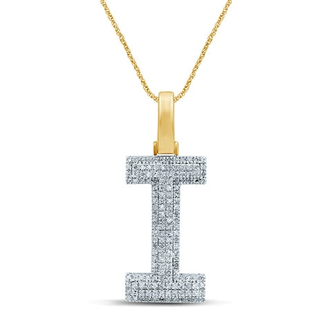 10K Yellow Or White Gold Diamond Micropave Initial Charm
