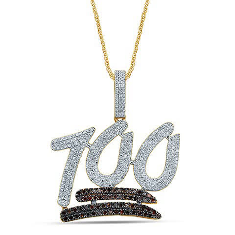 10K Yellow Gold 1.03-1.15 Cttw Diamond "100" Charm