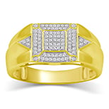 10K Yellow Gold 0.25- 0.28 Cttw Diamond Mens Micropave Rings