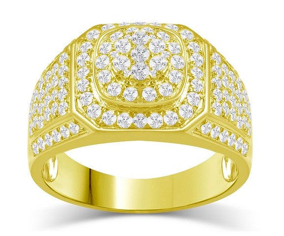 10K Yellow Gold 1.28- 1.35 Cttw Diamond Mens Rings