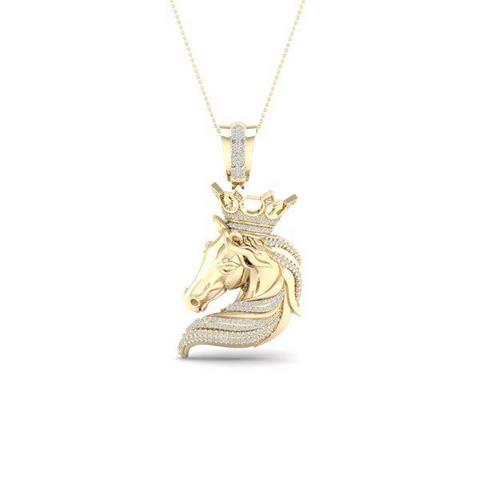 10K Yellow Gold 0.50 Cttw Diamond Horse Charm