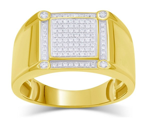 10K Yellow Gold 0.28- 0.31 Cttw Diamond Mens Micropave Rings