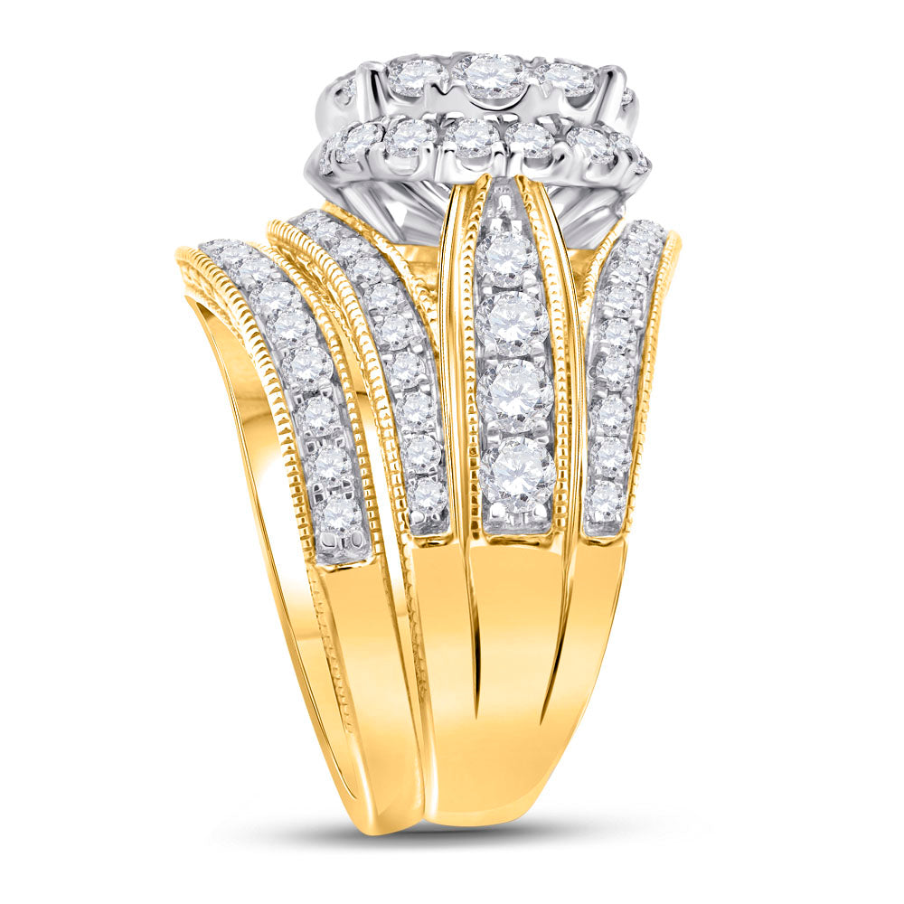 14K Yellow Gold Princess Diamond Bridal Wedding Ring Band Set 2-1/2 Cttw, Womens Size: 5-10