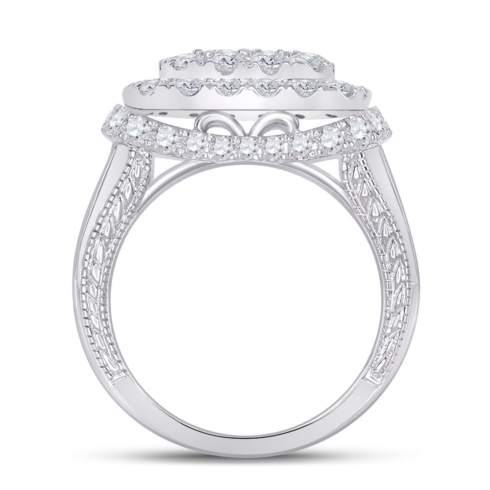 14K White Gold Princess Diamond Cluster Bridal Wedding Engagement Ring 3-1/2 Cttw, Womens Size: 5-10