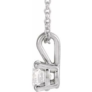 14K White Gold Round 5.2Mm F+ Vs 5/8 Ct Lab-Grown Diamond Solitaire Necklace, Length: 18 In