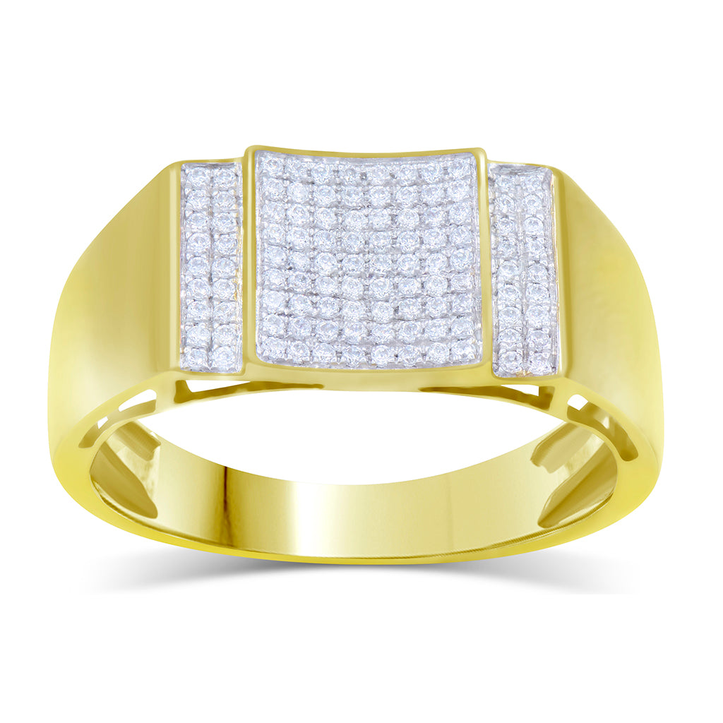 10K Yellow Gold 0.30-0.32 Cttw Diamond Mens Micropave Ring