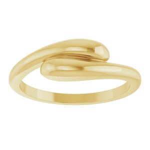 14K Yellow Gold Polished Domed Bypass Ring Size 7