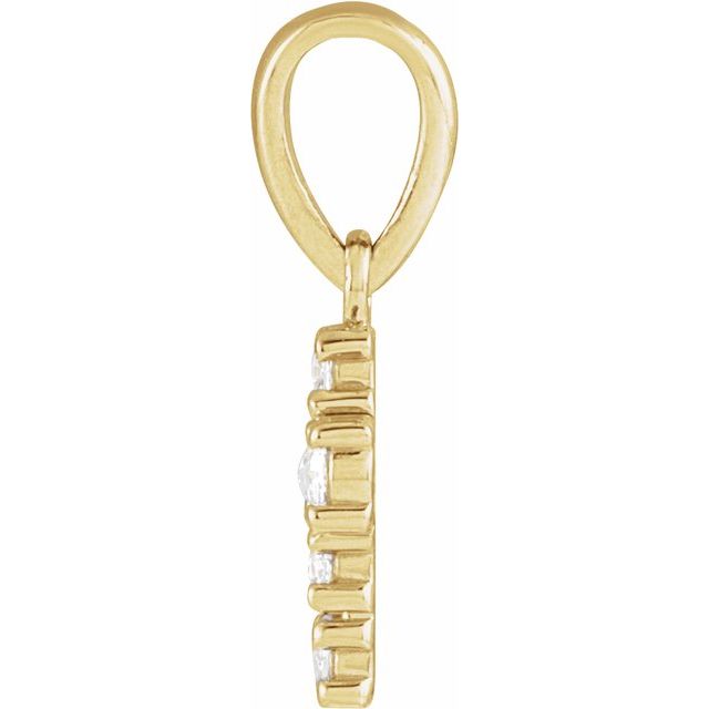 14K Yellow Gold Round 2Mm Vs/Si1, Ghi Polished 1/6 Ctw Natural Diamond Rosecut Cross Pendant