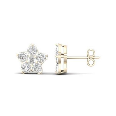 10K Yellow Gold 0.10 Cttw Diamond Star Earring