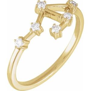 14K Yellow Gold Libra Round  1.8 Mm I1, H+ Polished 1/6 Ctw Natural Diamond Libra Constellation Ring Size 7
