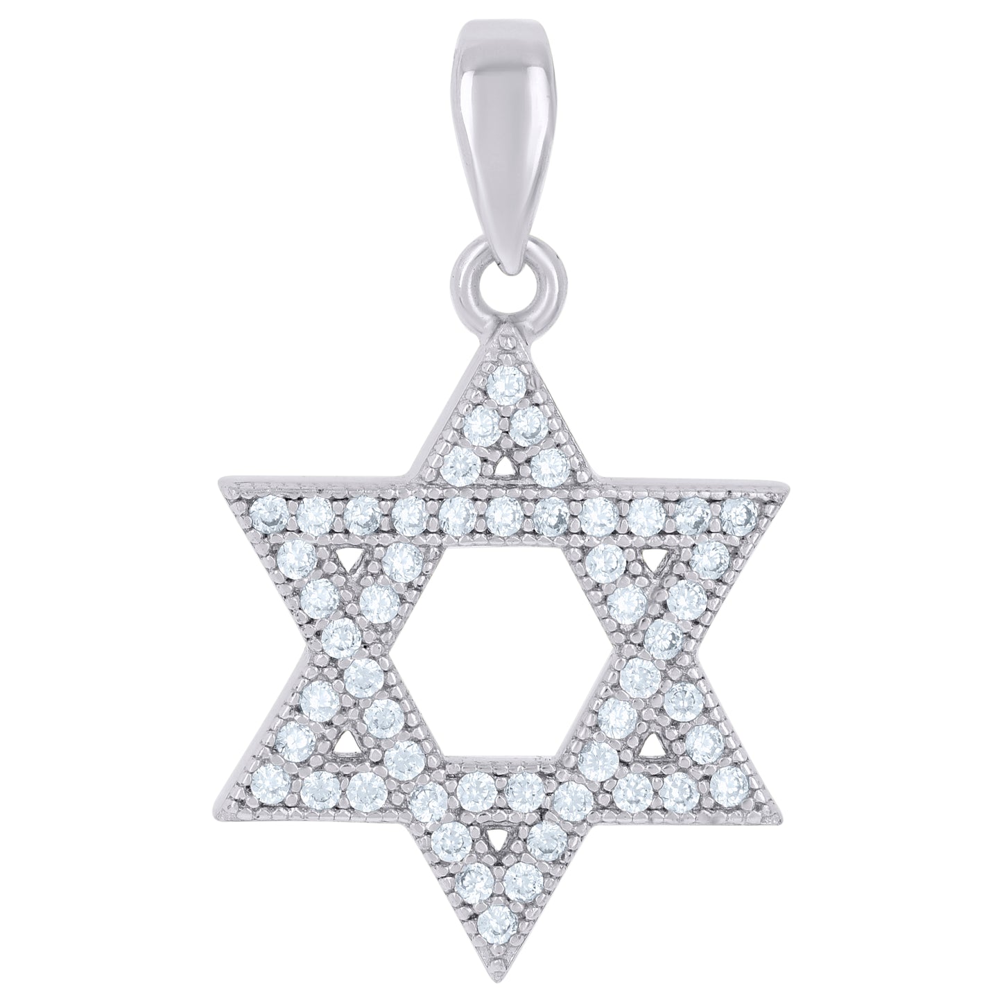 Sterling Silver Mens Cubic Zirconia Star Of David Religious Charm Pendant