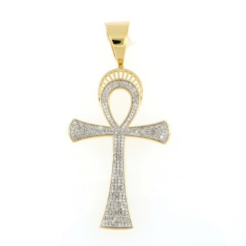 10K Yellow Gold 0.70 Cttw Diamond Ankh Charm