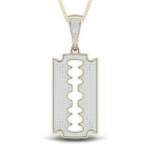 10K Yellow Gold 0.92 Cttw Diamond Blade Charm