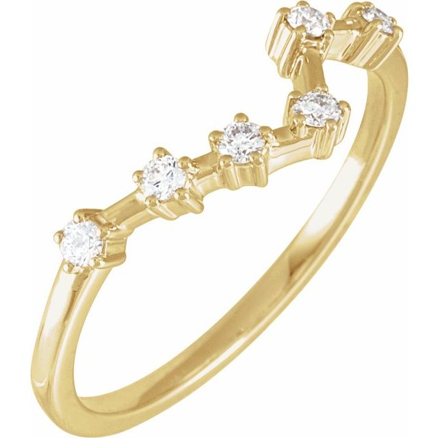14K Yellow Or White Gold Round I1, H+ Polished Natural Diamond Zodiac Constellation Ring, Size 7