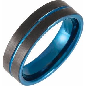 Blue PVD Tungsten 6 mm Grooved Band