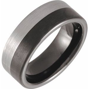Black PVD & Tungsten 8 mm Grooved Band