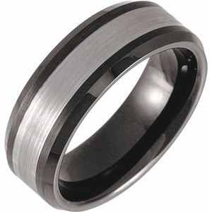 Black PVD & Tungsten Beveled-Edge Band