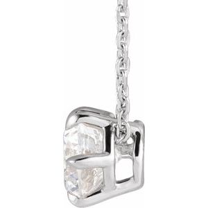 14K White Gold Round 6Mm F+ Vs 7/8 Ct Lab-Grown Diamond Solitaire Necklace, Length: 18 In