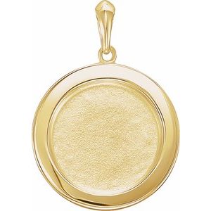 14K Yellow Gold 21.37 X 15 Mm Polished Hammer-Textured Disc Pendant