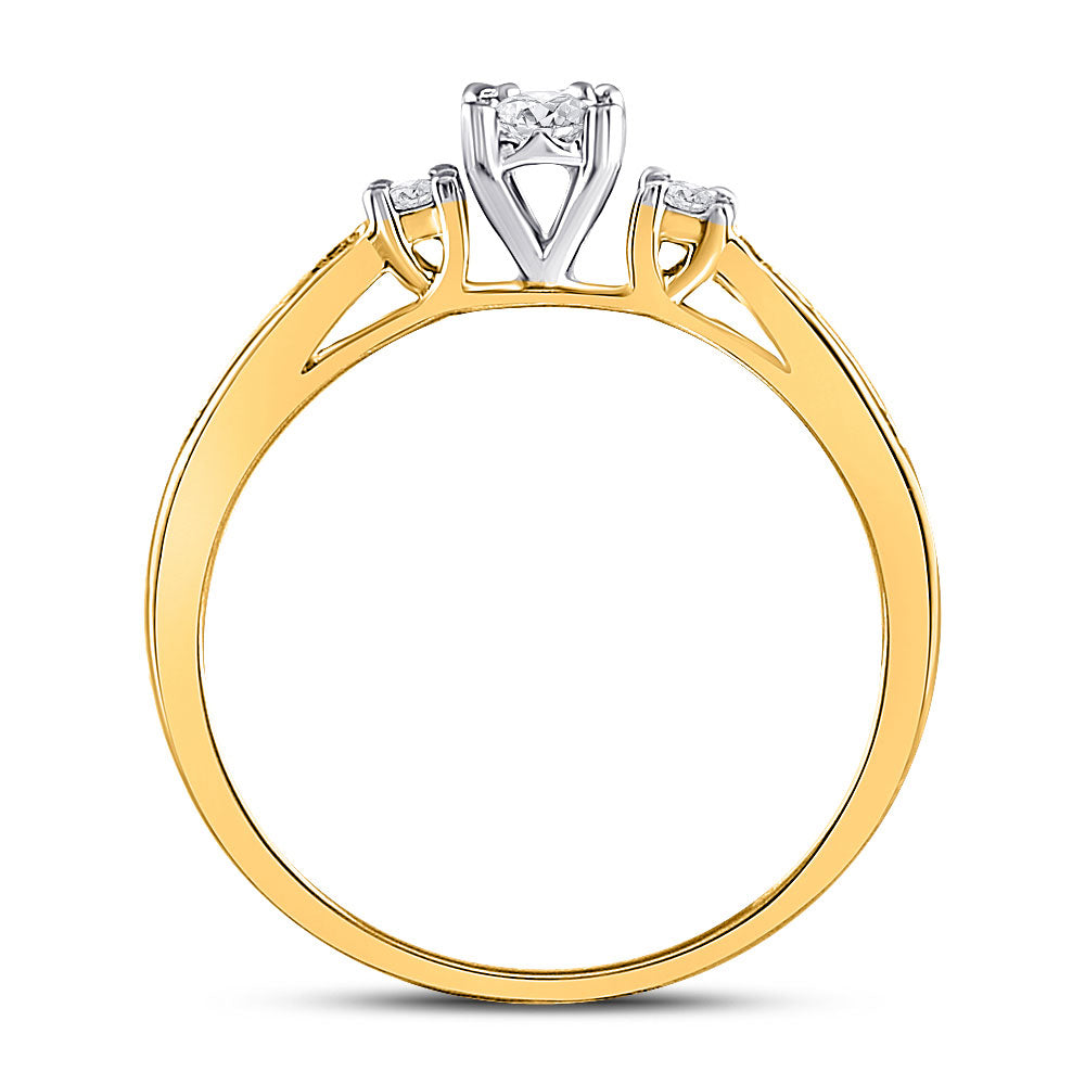 10K Yellow Gold Womens Round Diamond 3-stone Promise Ring 1/6 Cttw, Womens Size: 5-10