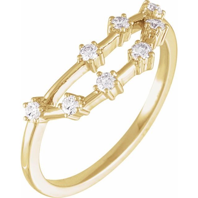 14K Yellow Or White Gold Round I1, H+ Polished Natural Diamond Zodiac Constellation Ring, Size 7