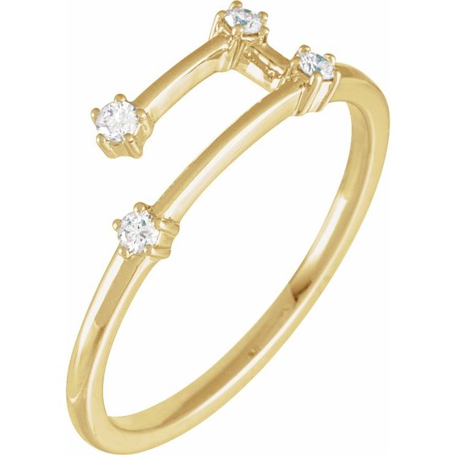 14K Yellow Or White Gold Round I1, H+ Polished Natural Diamond Zodiac Constellation Ring, Size 7