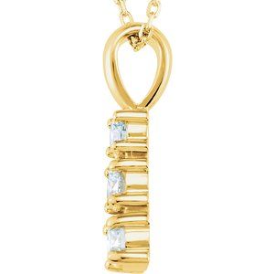14K Yellow Gold Round 3.4Mm Gh Si1-Si2 1/2 Ctw Lab-Grown Diamond 3-Stone Necklace, Length: 18 In