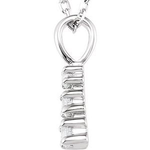 14K White Gold Round 3.4Mm Gh Si1-Si2 1/3 Ctw Lab-Grown Diamond 3-Stone Necklace, Length: 18 In