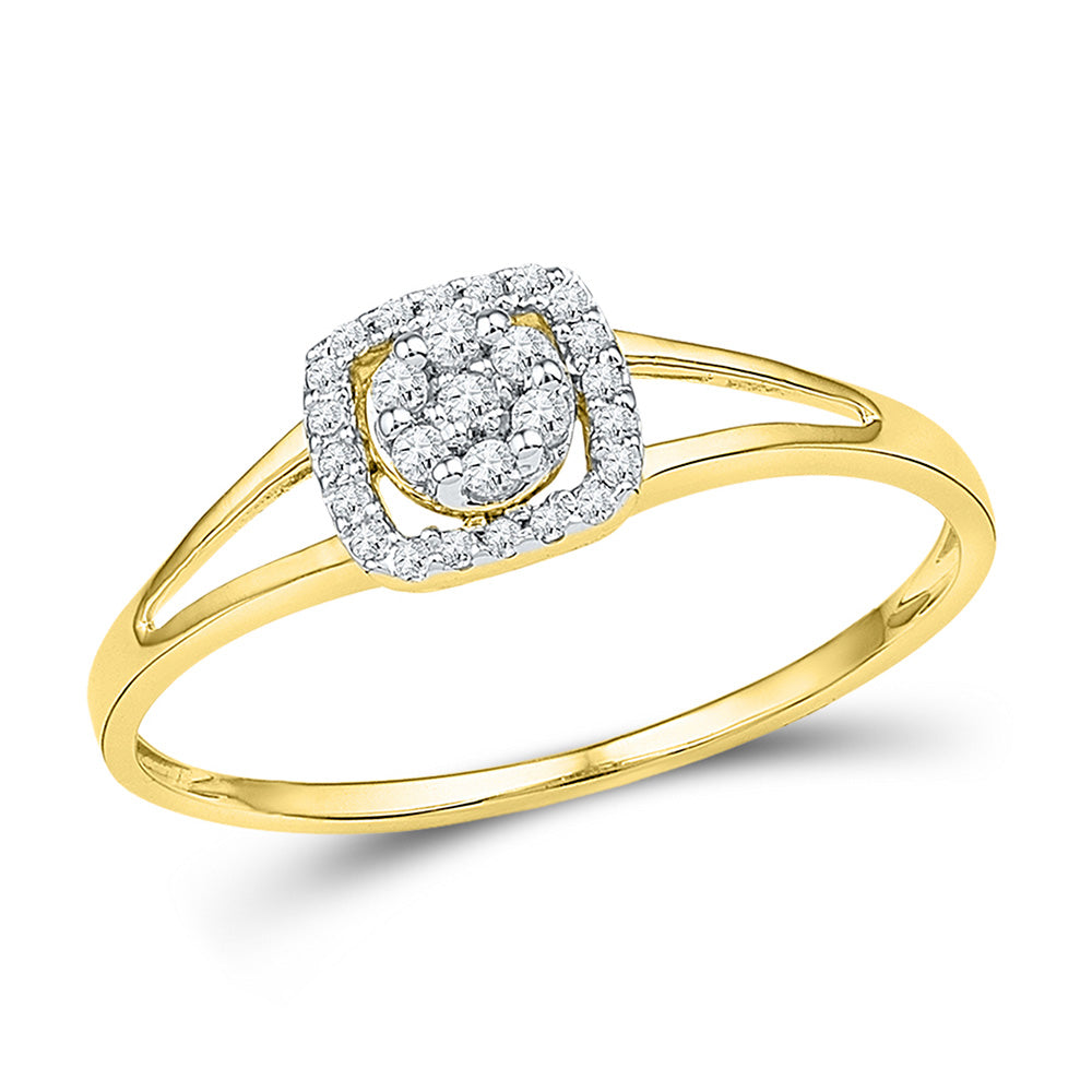 10K White Or Yellow Gold Womens Round Diamond Square Frame Cluster Ring , Womens Size: 5-10