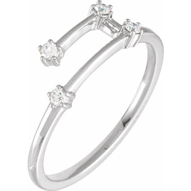 14K Yellow Or White Gold Round I1, H+ Polished Natural Diamond Zodiac Constellation Ring, Size 7