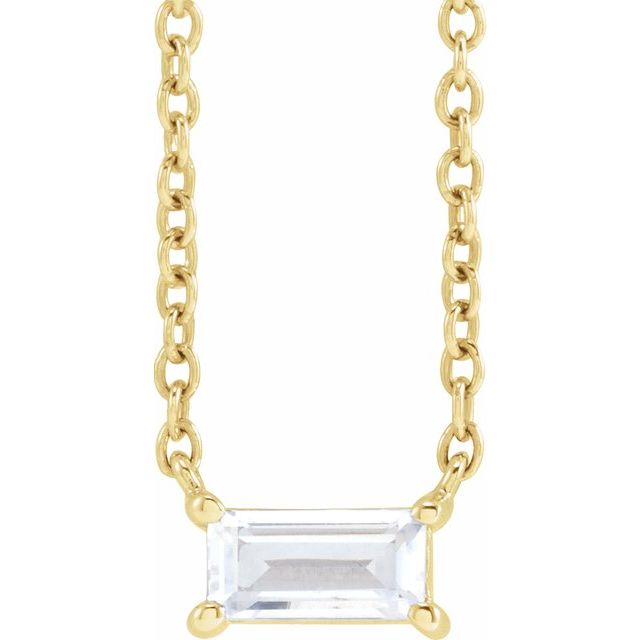 14K Yellow Gold Straight Baguette 5.5 X 2.75Mm Vs, Gh 16-18 In Polished 1/3 Ctw Lab-Grown Diamond Necklace