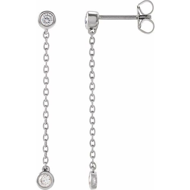 14K Yellow Or White Gold 2.5 Mm Round Friction Back Polished 1/4 Ctw Lab-Grown Diamond Chain Earrings