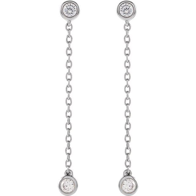 14K Yellow Or White Gold 2.5 Mm Round Friction Back Polished 1/4 Ctw Lab-Grown Diamond Chain Earrings