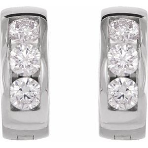 14K White Gold Pair Round Shape 2.5Mm Si1-Si2, Gh 1/3 Ctw Lab Grown Diamond Hinged Hoop Earrings, Length: 10 Mm, Thickness: 3.5 Mm