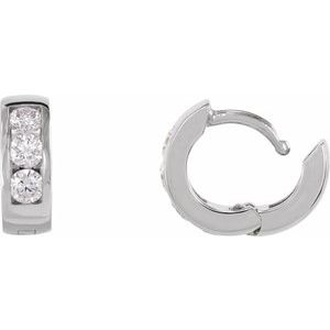 14K Yellow Gold Pair Round Shape 2Mm I1, Gh 1/5 Ctw Natural Diamond Channel-Set Hinged Hoop Earrings, Length: 10 Mm, Thickness: 3.5 Mm