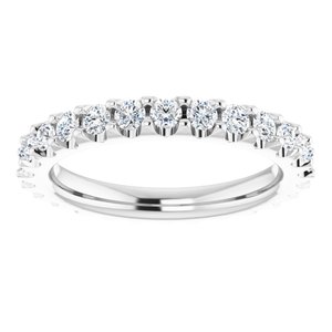 Platinum Round 2 Mm G-H Si2-Si3 3/4 Ctw Natural Diamond Eternity Band Size 4