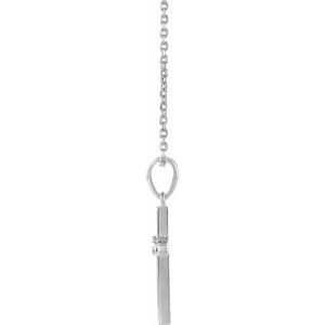 Sterling Silver Round 2Mm G-H I1 .03 Ct Natural Diamond Cross Necklace, Length: 18 In