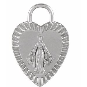 Sterling Silver 20.08 X 13.9 Mm Polished Miraculous Mary Heart-Shaped Pendant