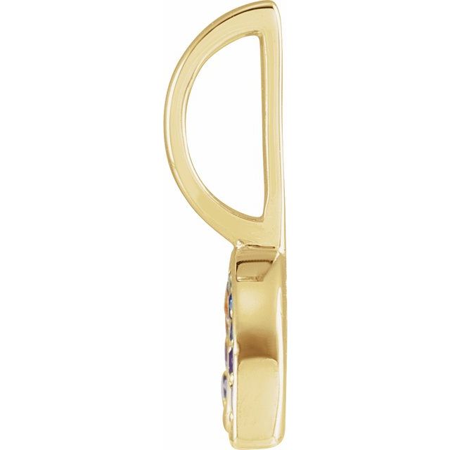 14K Yellow Gold Round 1 Mm Polished Natural Multi-Gemstone Rainbow Charm/Pendant