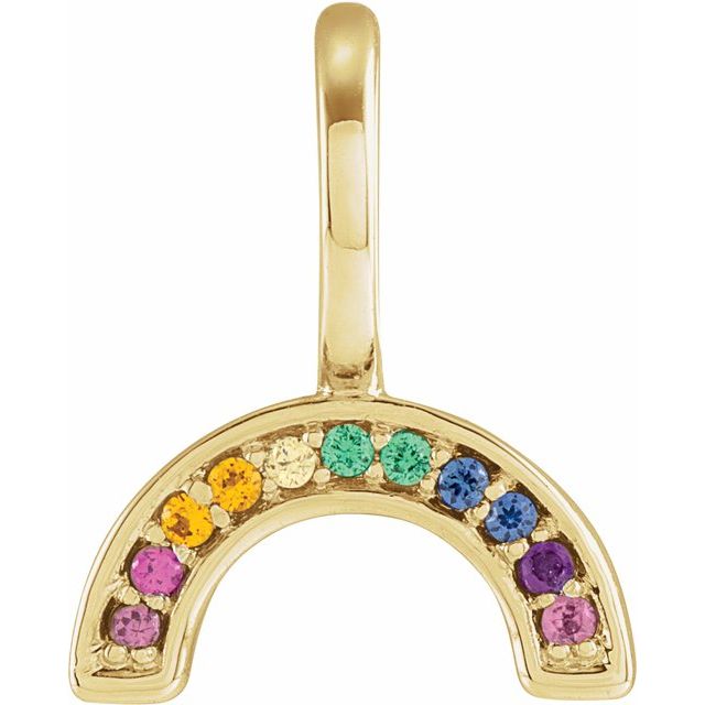 14K Yellow Gold Round 1 Mm Polished Natural Multi-Gemstone Rainbow Charm/Pendant