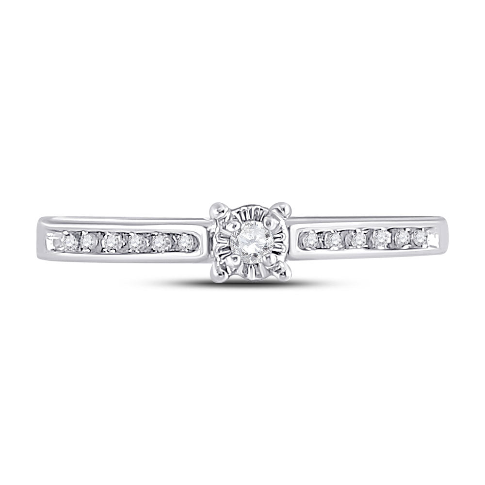10K White Gold Round Diamond Solitaire Bridal Wedding Engagement Ring 1/10 Cttw, Womens Size: 5-10