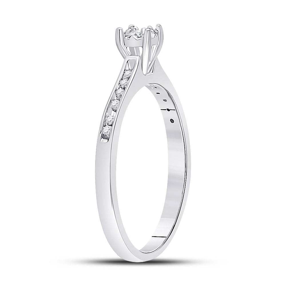 10K White Gold Round Diamond Solitaire Bridal Wedding Engagement Ring 1/10 Cttw, Womens Size: 5-10